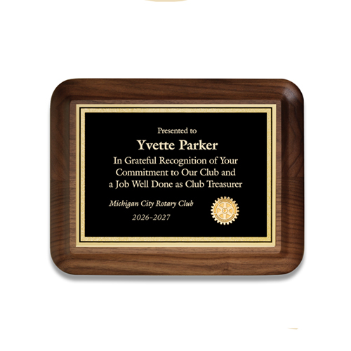 Rotary Small Executive Walnut Plaque